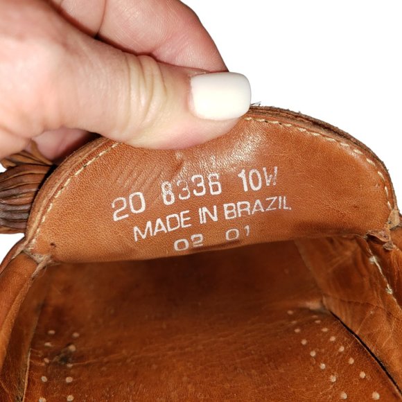 Johnston & Murphy Passport Brown Leather Tassel Loafers Size 10W - Picture 5 of 8